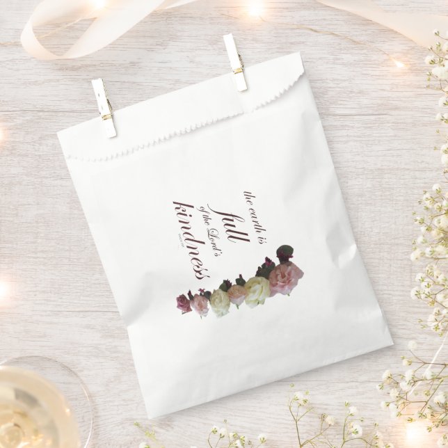 Scripture, Psalm 33, White and Pink Roses Geschenktütchen (Ausgeschnitten)