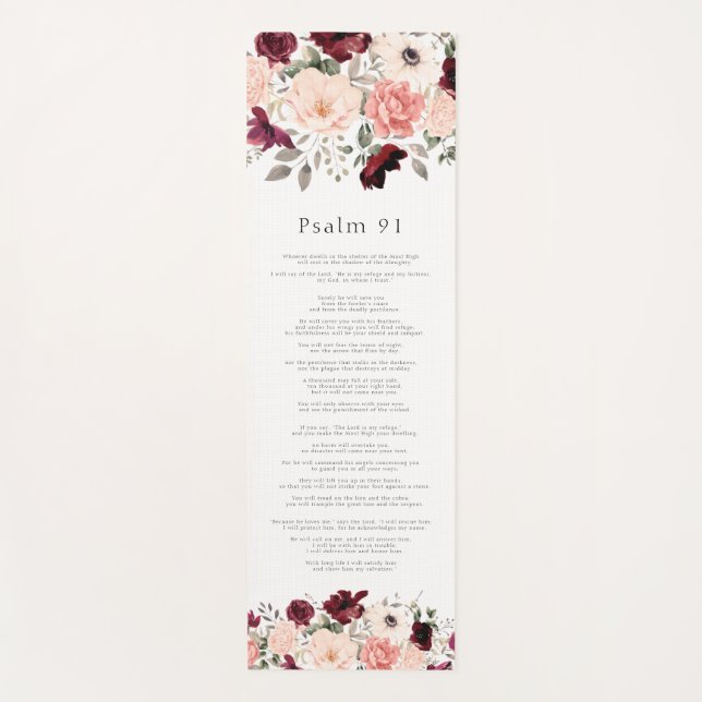Scripture Psalm 91 Burgund Blush Floral Yoga Mat Yogamatte (Vorderseite)