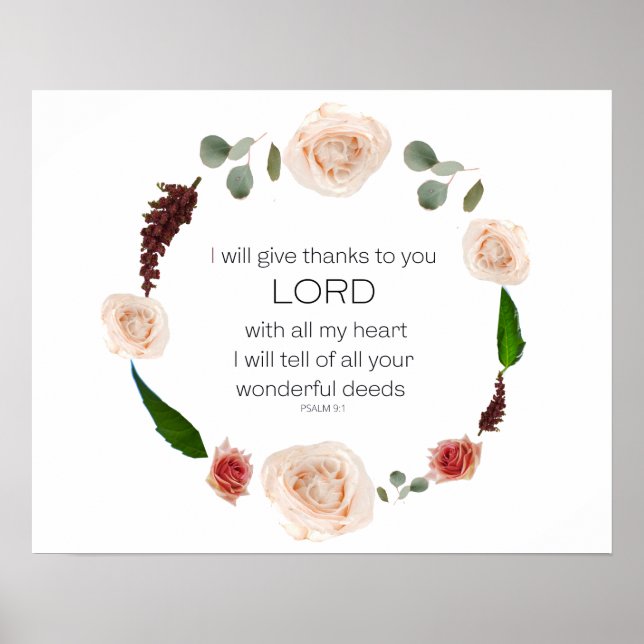 Scripture, Psalm 9, All Your Wonderful Deeds LORD Poster (Vorne)