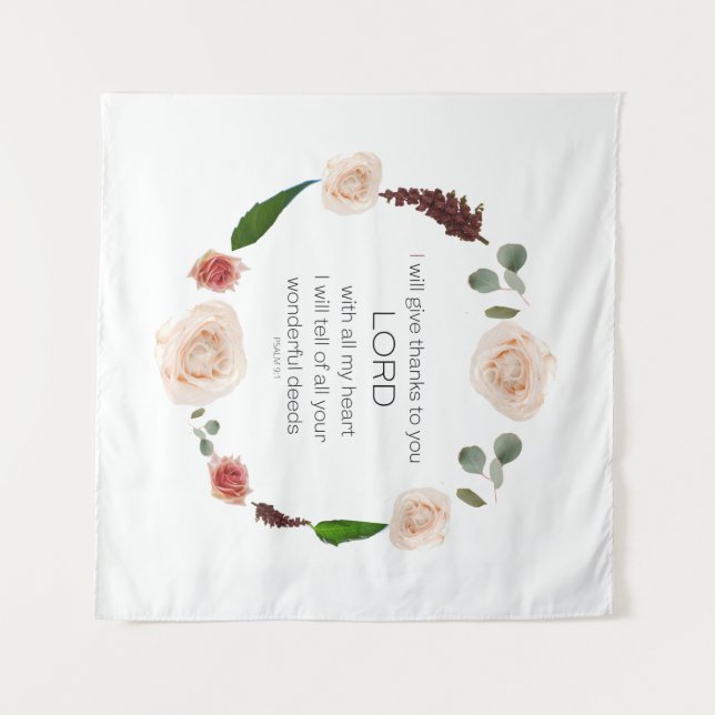 Scripture, Psalm 9, All Your Wonderful Deeds LORD Wandteppich (Vorderseite (Horizontal))