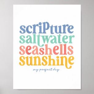 Scripture Saltwater Seashells Sunshine Mein Perfek Poster