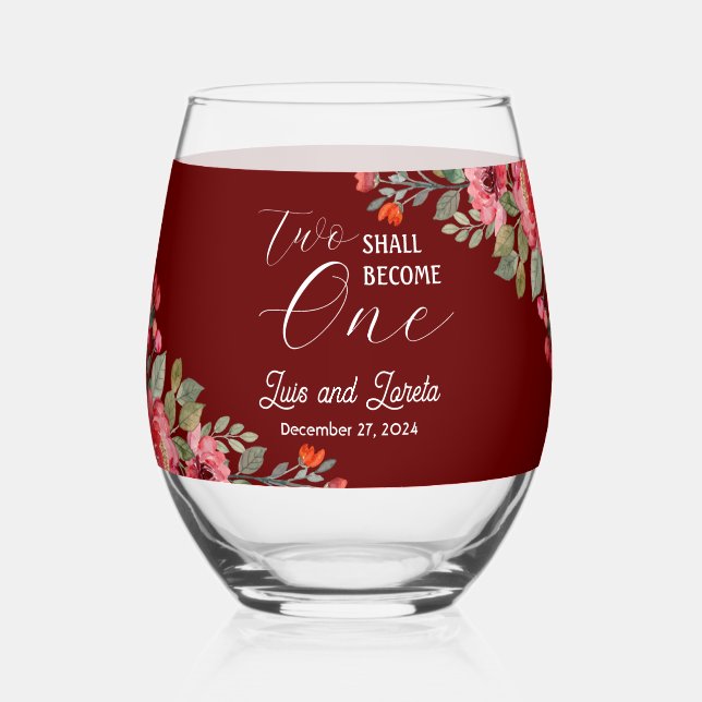 Scripture Wedding Glasses Weinglas Ohne Stiel (Vorderseite)