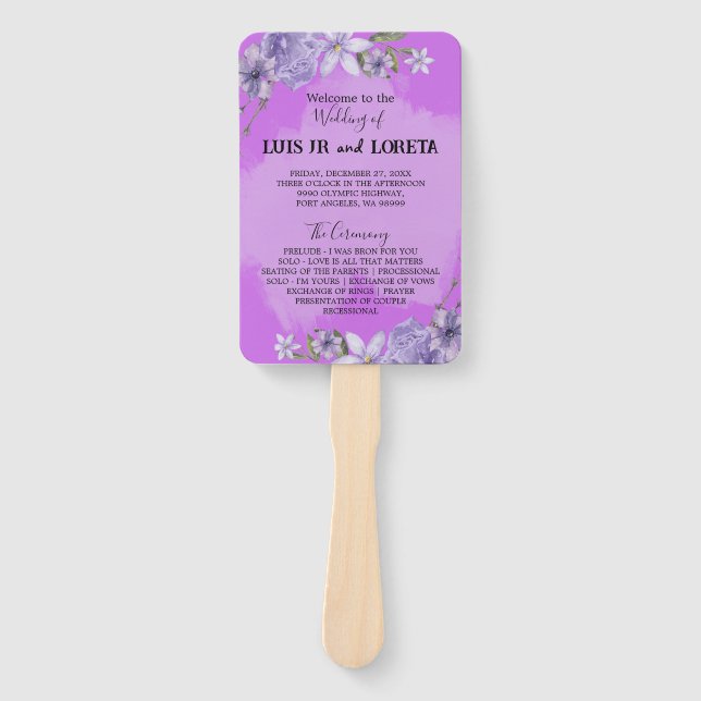 Scripture Wedding Program Hand Fan Fächer (Vorderseite)