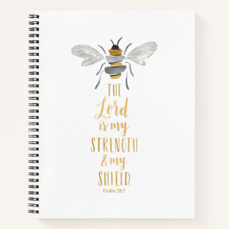 Scripturenheft mit Aquarellbiene. Psalm 28:7 Notizbuch
