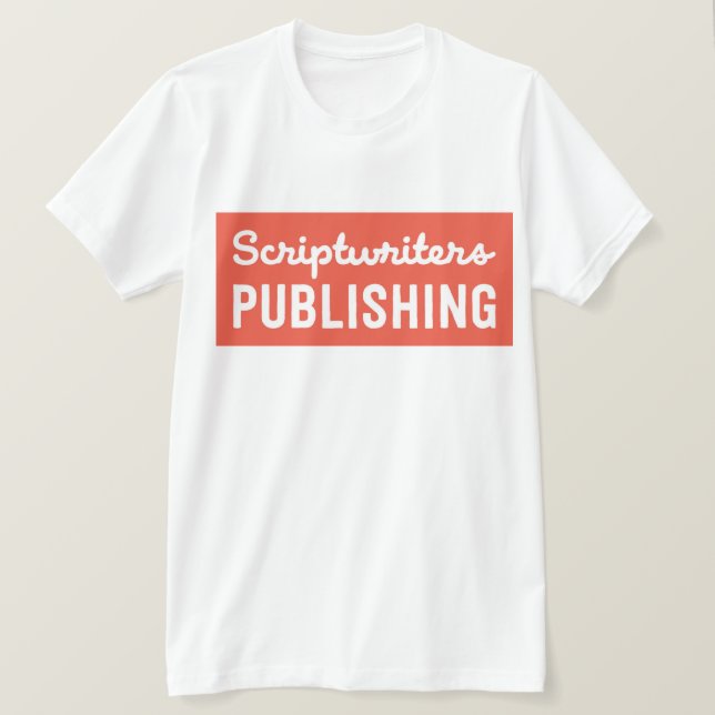 Scriptwriters-Körper-Pfirsich T-Shirt (Design vorne)