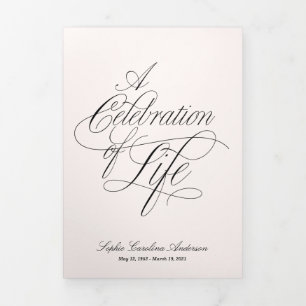 Scripty Celebration of Life Program Dreifach Gefaltete Einladung