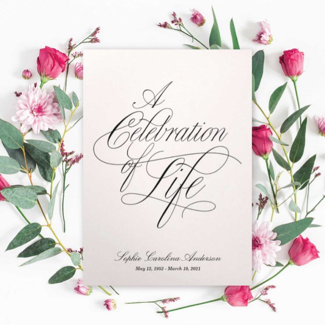 Scripty Celebration of Life Program Dreifach Gefaltete Einladung (Von Creator hochgeladen)