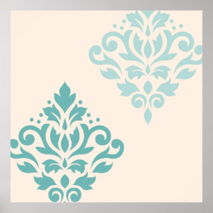 Scroll Damask Art I Tees on Cream Poster