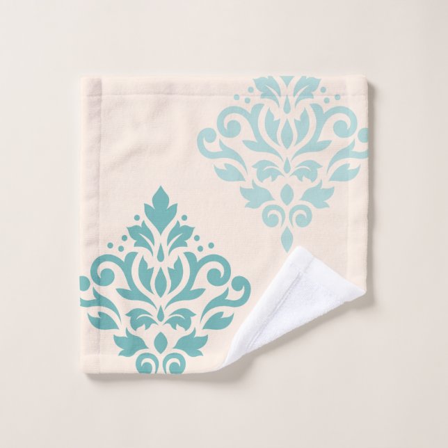 Scroll Damask Art I Tees on Cream Waschlappen (Waschlappen)