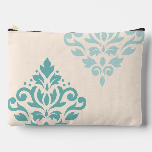 Scroll Damask Art I Tees on Cream Zubehörtasche (Vorderseite)