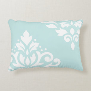 Scroll Damask Art I White on Duck Egal Blue Dekokissen