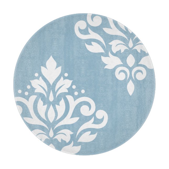 Scroll Damask Art I White on Light Blue Schneidebrett (Vorderseite)