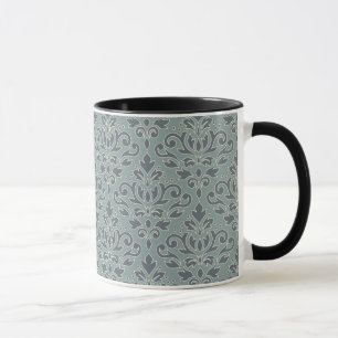 Scroll Damask Big Pattern (Kontur) Crm Blau Aquama Tasse