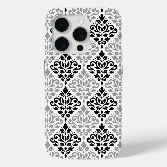 Scroll Damask Big Pattern Schwarz Weiß Case-Mate iPhone Hülle (Rückseite)