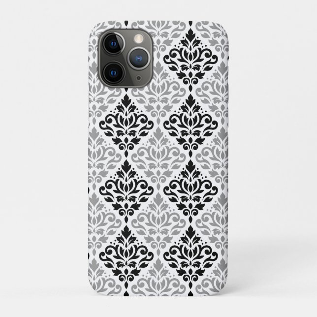 Scroll Damask Big Pattern Schwarz Weiß Case-Mate iPhone Hülle (Rückseite)