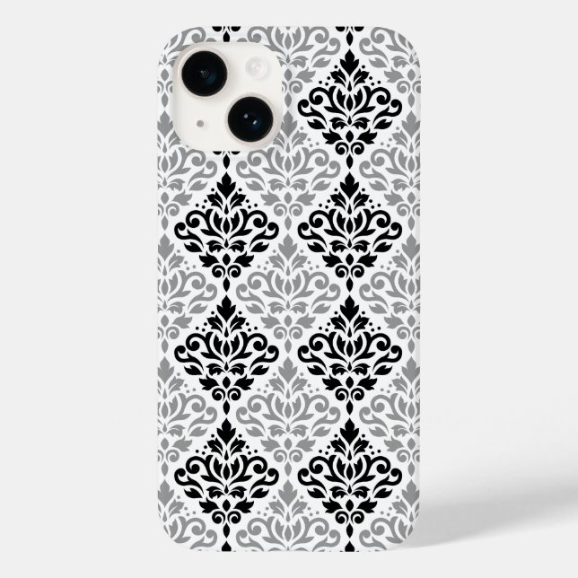 Scroll Damask Big Pattern Schwarz Weiß Case-Mate iPhone Hülle (Rückseite)