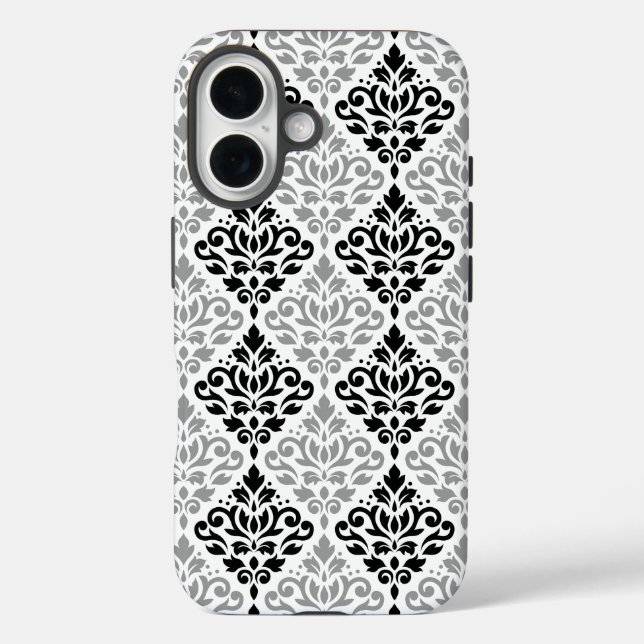 Scroll Damask Big Pattern Schwarz Weiß Case-Mate iPhone Hülle (Rückseite)