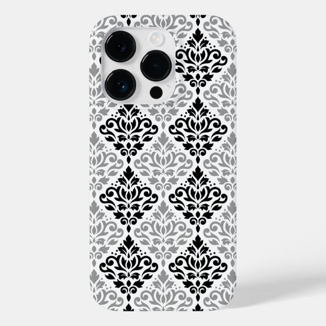 Scroll Damask Big Pattern Schwarz Weiß Case-Mate iPhone Hülle (Rückseite)