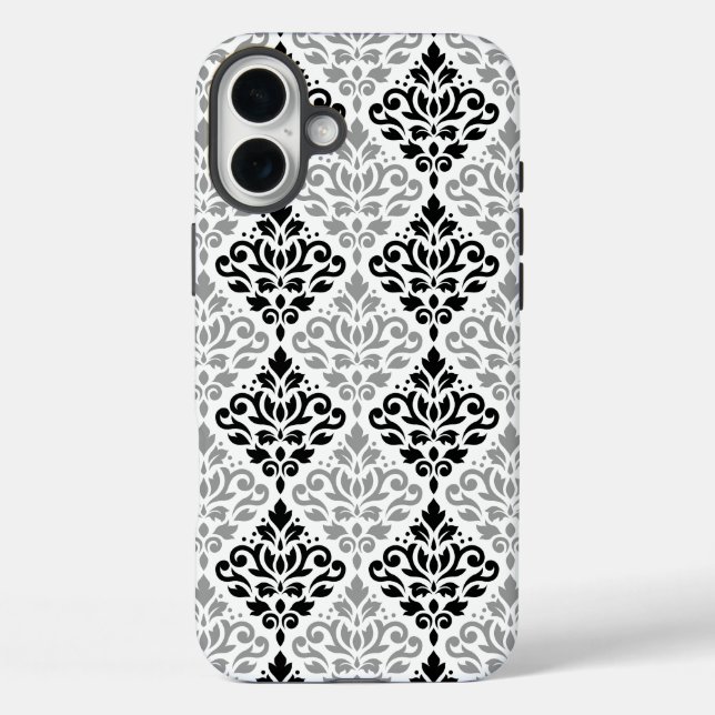 Scroll Damask Big Pattern Schwarz Weiß Case-Mate iPhone Hülle (Rückseite)