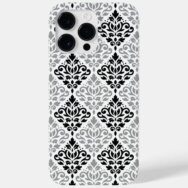 Scroll Damask Big Pattern Schwarz Weiß Case-Mate iPhone Hülle (Rückseite)