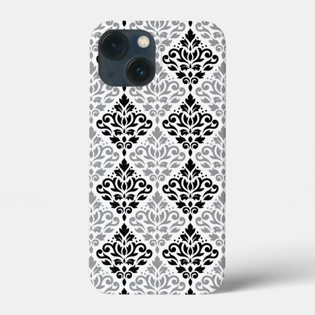 Scroll Damask Big Pattern Schwarz Weiß Case-Mate iPhone Hülle (Rückseite)