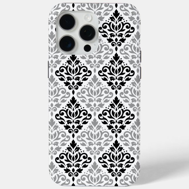Scroll Damask Big Pattern Schwarz Weiß Case-Mate iPhone Hülle (Rückseite)
