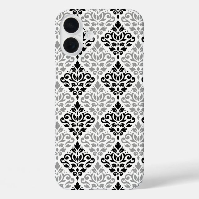 Scroll Damask Big Pattern Schwarz Weiß Case-Mate iPhone Hülle (Rückseite)