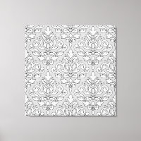 Scroll Damask Big Pattern White (schwarze Linie) G