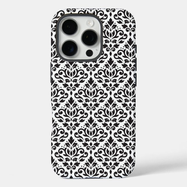 Scroll Damask Black on White Pattern Case-Mate iPhone Hülle (Rückseite)