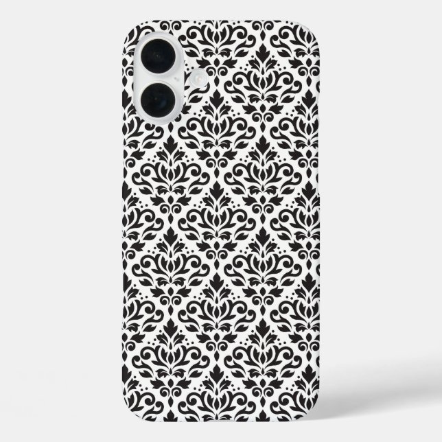 Scroll Damask Black on White Pattern Case-Mate iPhone Hülle (Rückseite)