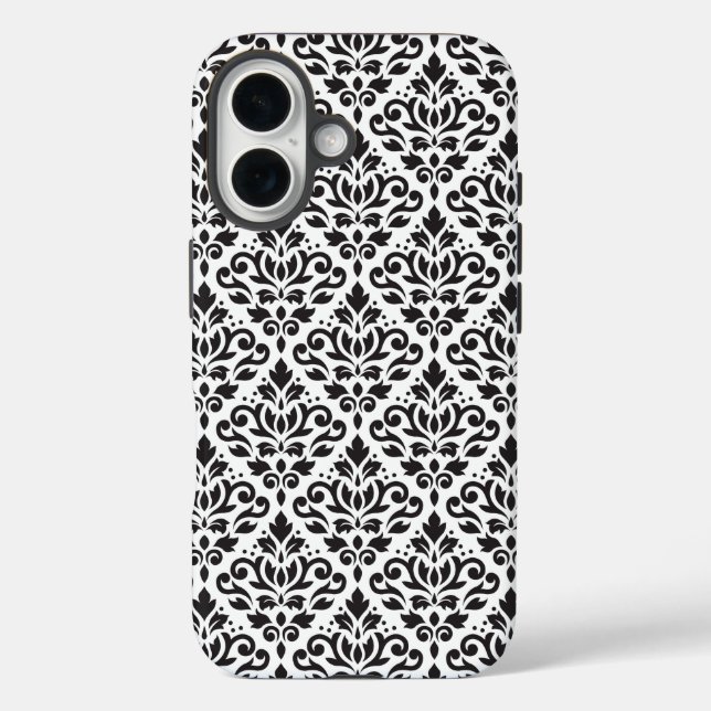 Scroll Damask Black on White Pattern Case-Mate iPhone Hülle (Rückseite)