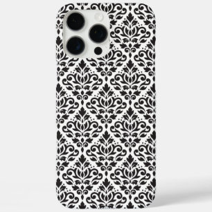 Scroll Damask Black on White Pattern iPhone 16 Pro Max Hülle
