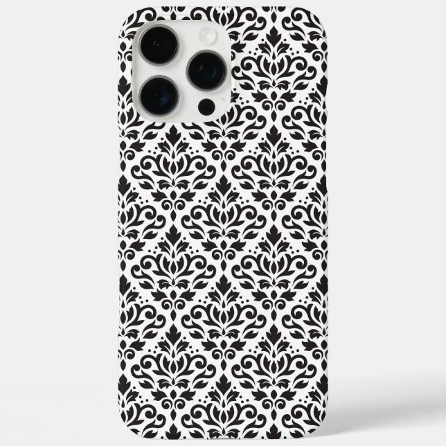Scroll Damask Black on White Pattern Case-Mate iPhone Hülle (Rückseite)