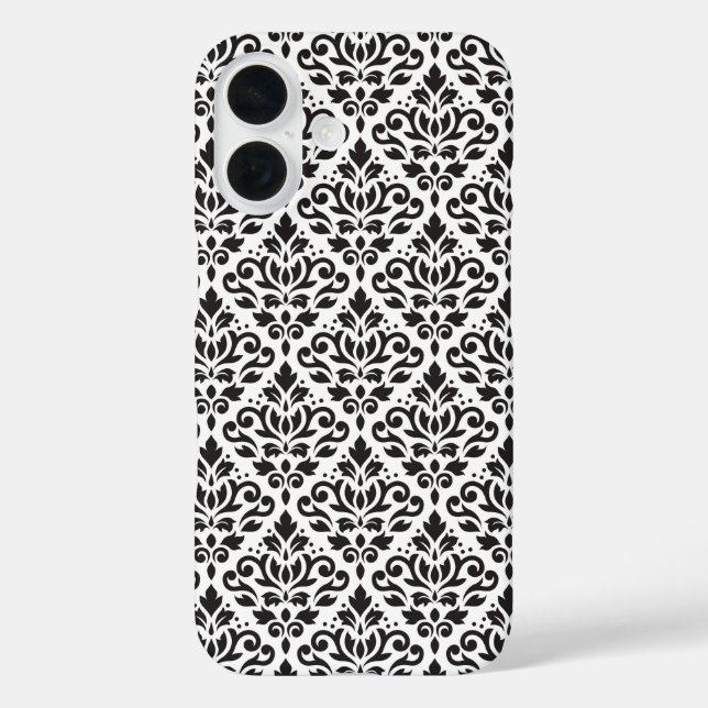 Scroll Damask Black on White Pattern Case-Mate iPhone Hülle (Rückseite)