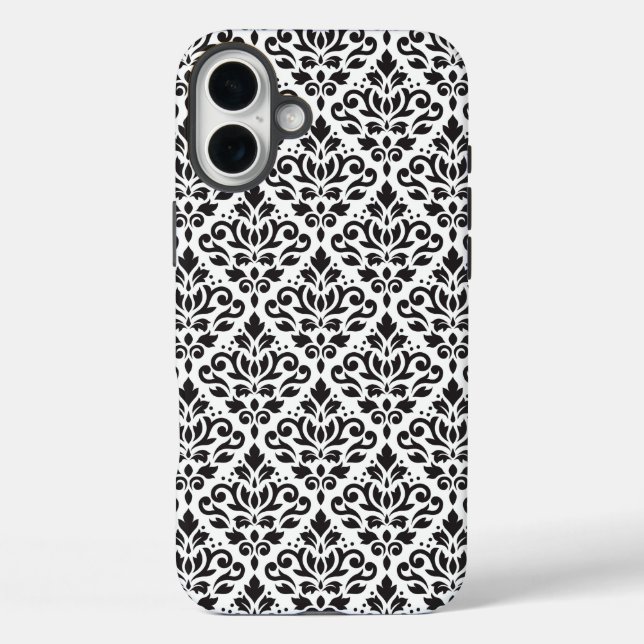 Scroll Damask Black on White Pattern Case-Mate iPhone Hülle (Rückseite)