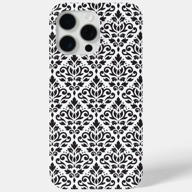Scroll Damask Black on White Pattern Case-Mate iPhone Hülle (Rückseite)