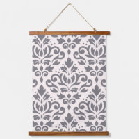 Scroll Damask Grosses Muster Grau auf Creme