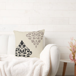 Scroll Damask Kunst, Dichtung und Musik Kissen