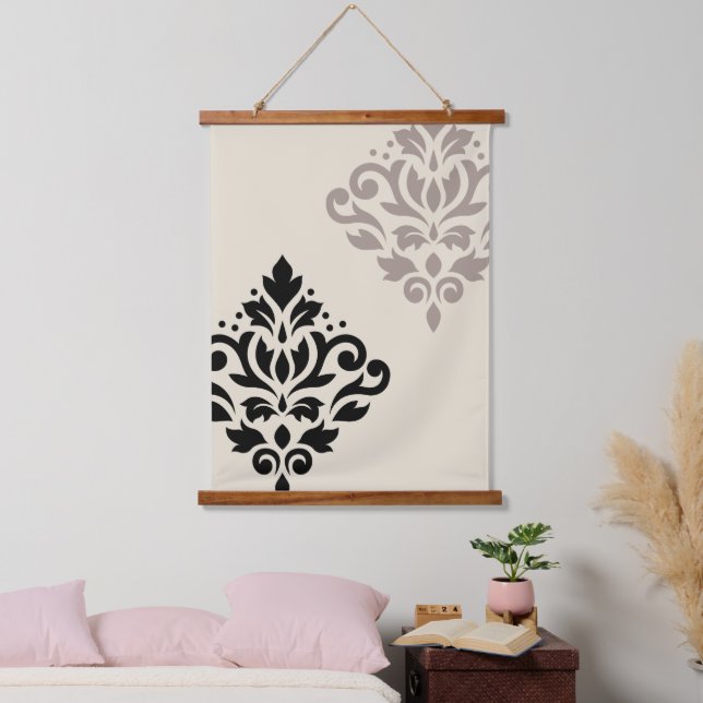 Scroll Damask Kunst, Dichtung und Musik Wandteppich Mit Holzrahmen (Schlafzimmer)