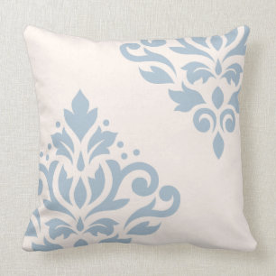 Scroll-Damask-Kunst I 2-Wege-Cream und Hellblau Kissen