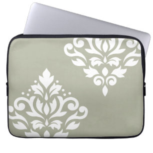Scroll-Damask-Kunst I Weiß auf Grün Laptopschutzhülle