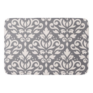 Scroll Damask Large Pattern Creme on Gray Badematte