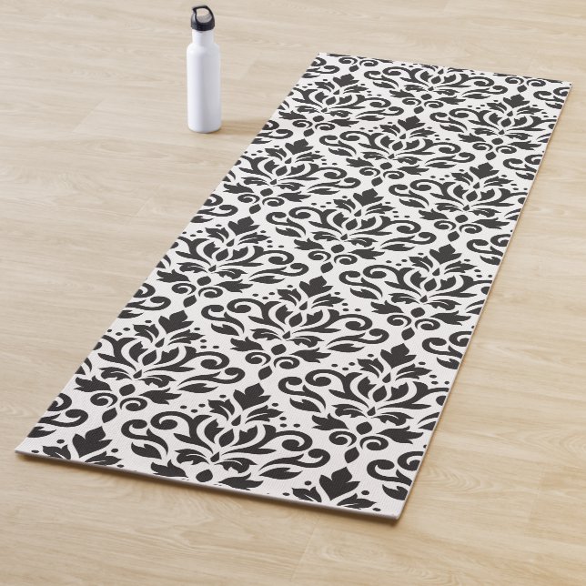 Scroll Damask Lg Muster Schwarz auf Weiß Yogamatte (Beispiel)