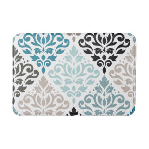 Scroll Damask Lg Muster Tees Browns White Badematte
