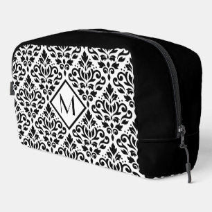 Scroll Damask Muster BW (Personalisiert) Waschbeutel