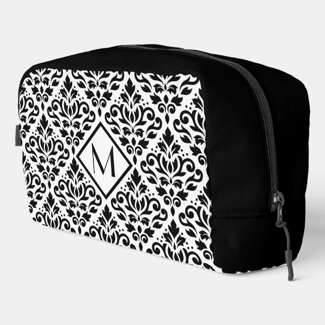 Scroll Damask Muster BW (Personalisiert) Waschbeutel (Rechte Ecke)