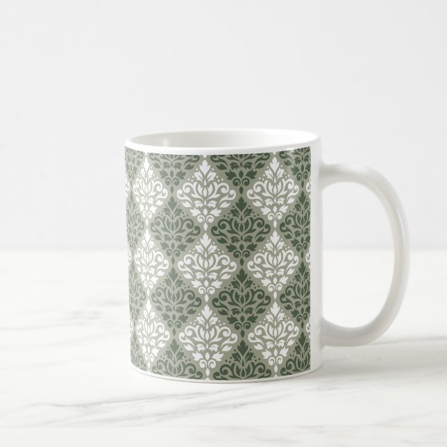 Scroll Damask Muster grün Kaffeetasse (Rechts)