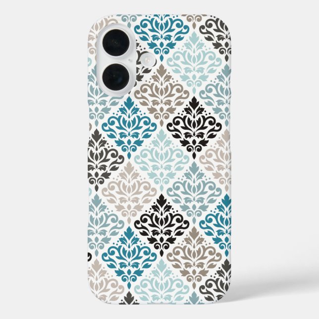 Scroll Damask Muster Tees Browns White Case-Mate iPhone Hülle (Rückseite)