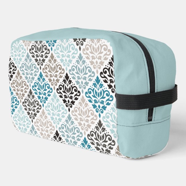 Scroll Damask Muster Tees Browns White Waschbeutel (Linke Seite)