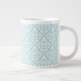 Scroll Damask Muster Weiß auf Enten Ei Blau (B) Jumbo-Tasse